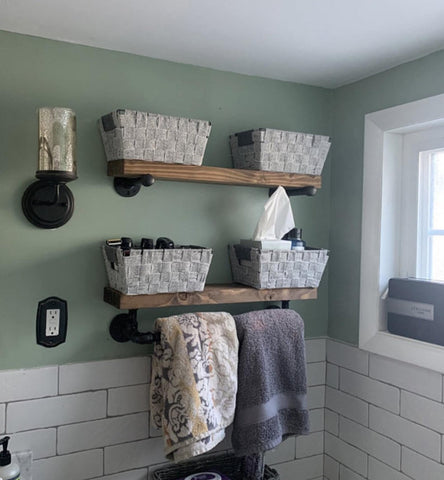 SET OF 2 - Bathroom Farmhouse Industrial Pipe Shelves