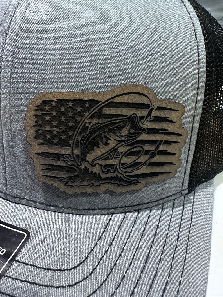 Bass Fishing USA Flag Hat, Snapback OR Flexfit
