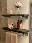 SET OF 2 - Bathroom Farmhouse Industrial Pipe Shelves