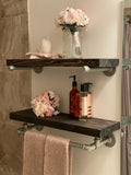 SET OF 2 - Bathroom Farmhouse Industrial Pipe Shelves