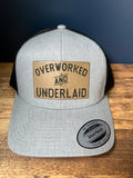 Overworked and Underlaid Trucker Hat with Patch | Trendy Hat | Hat Trend | Funny Hat | Funny Hats For Men